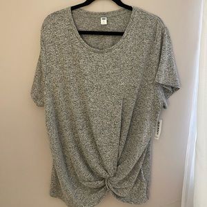 Grey Tie Front Slouchy Tee - Old Navy
